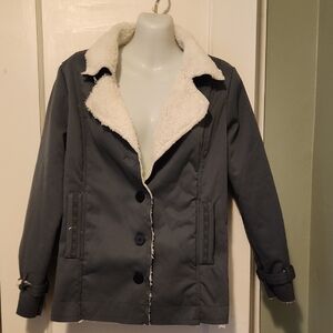 Women's Gray Sherpa-Lined Jacket